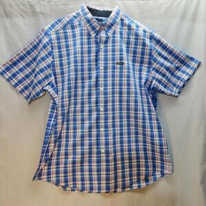 Chaps Easy Care Mens Shirt Size LG Short Sleeve‎ Button Down Plaid